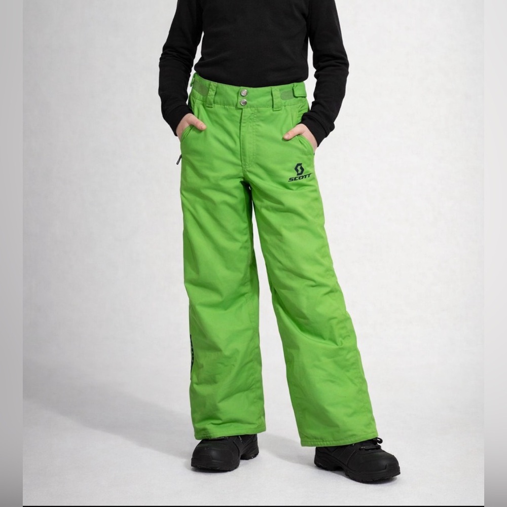 Scott Youth XL 164 Ski Snow Pants Green Waterproof Insulated Winter Kids
